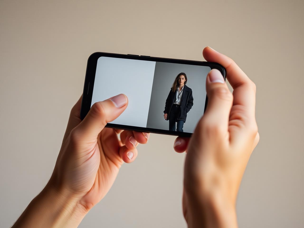 Phone screen showing a garment comparison